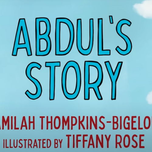 Boy with pencil imagining story characters around him