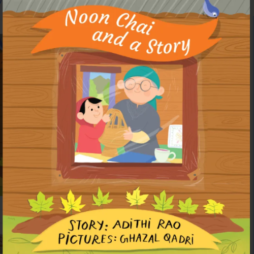 A Kashmiri girl listens to her grandmother while sipping pink tea, surrounded by snow and memories.